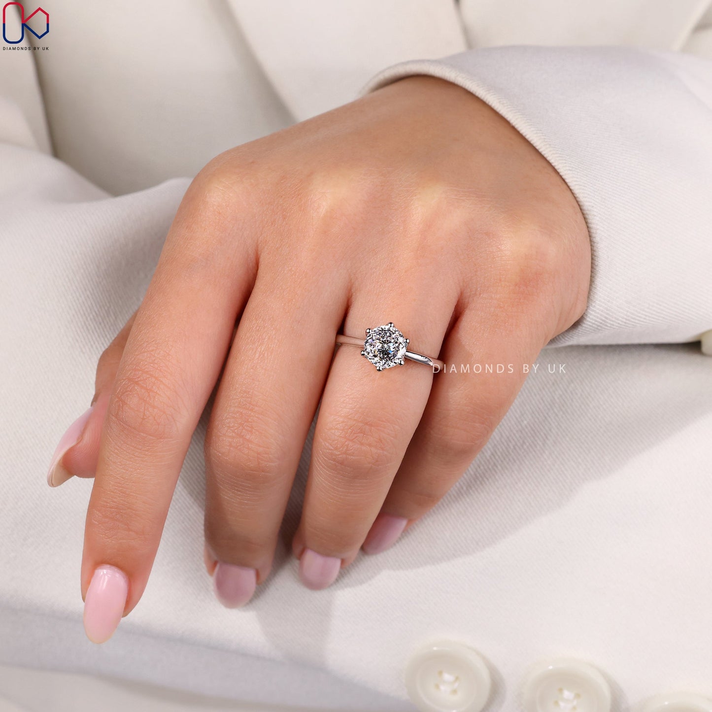 Portuguese Cut Diamond Ring In Solitaire Style