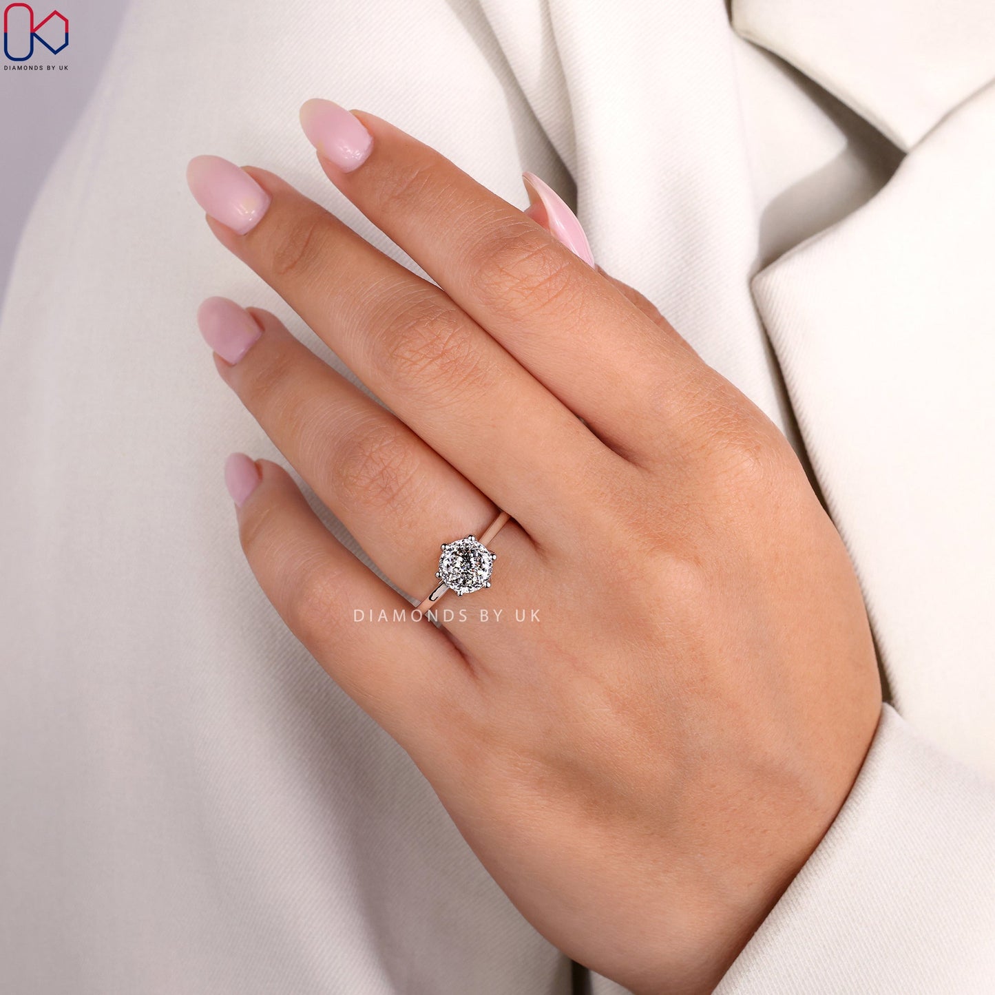 Portuguese Cut Diamond Ring In Solitaire Style