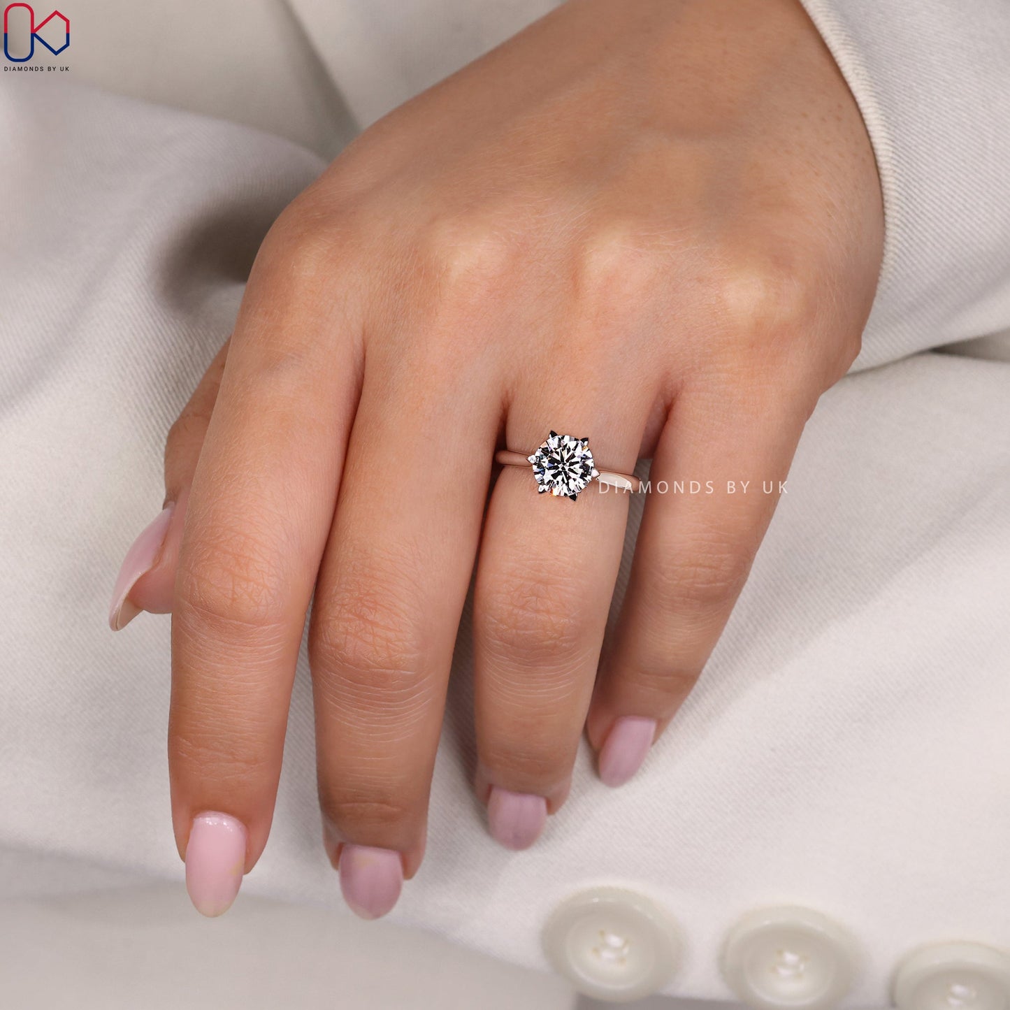 Round Diamond Hidden Halo In Cathedral Setting Ring