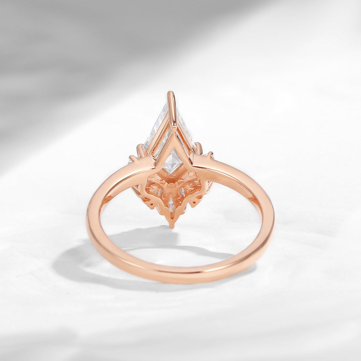 Kite Cut Moissanite Cluster Engagement Ring
