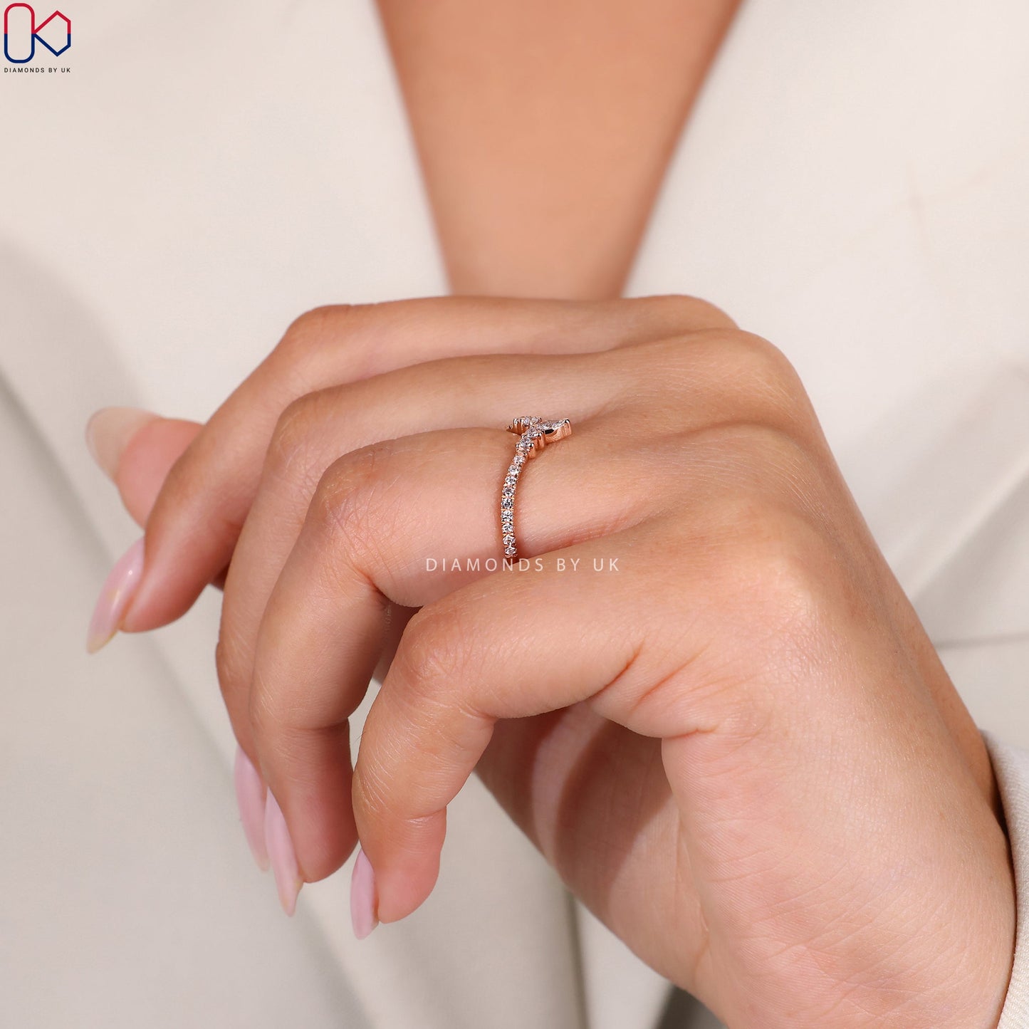 Tiara Wedding Band - Marquise And Round Diamond