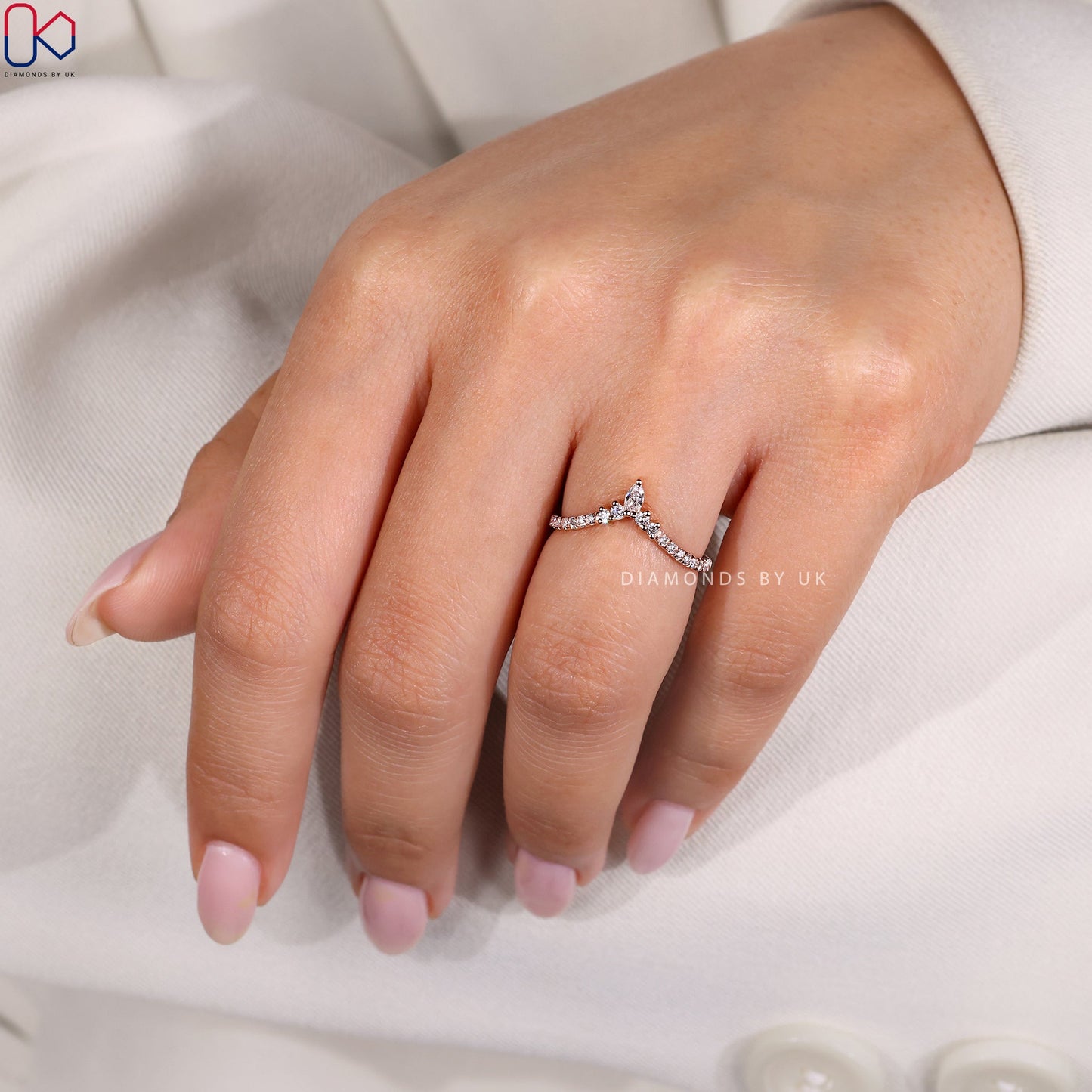 Tiara Wedding Band - Marquise And Round Diamond