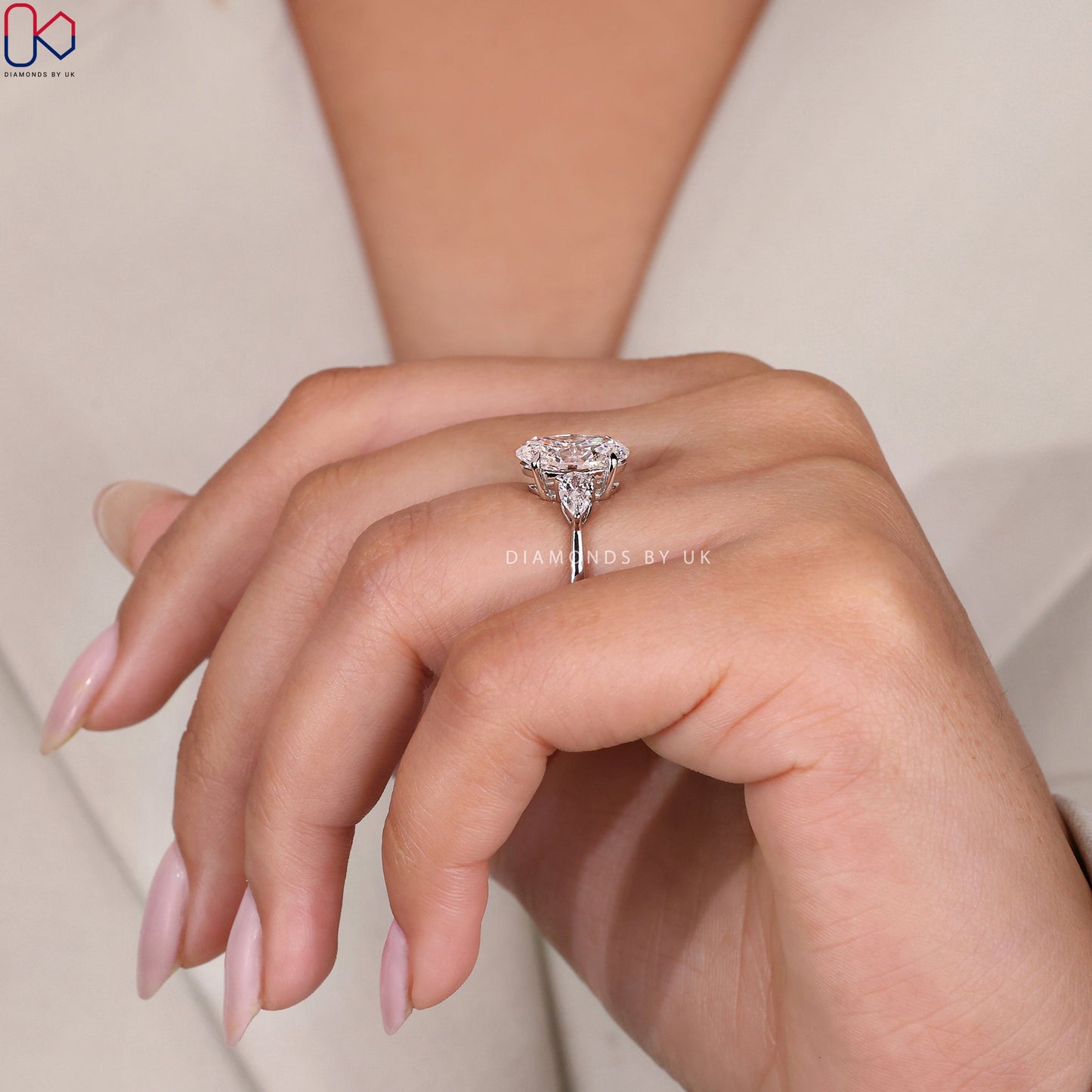 Oval Cut Three Stone Diamond Ring