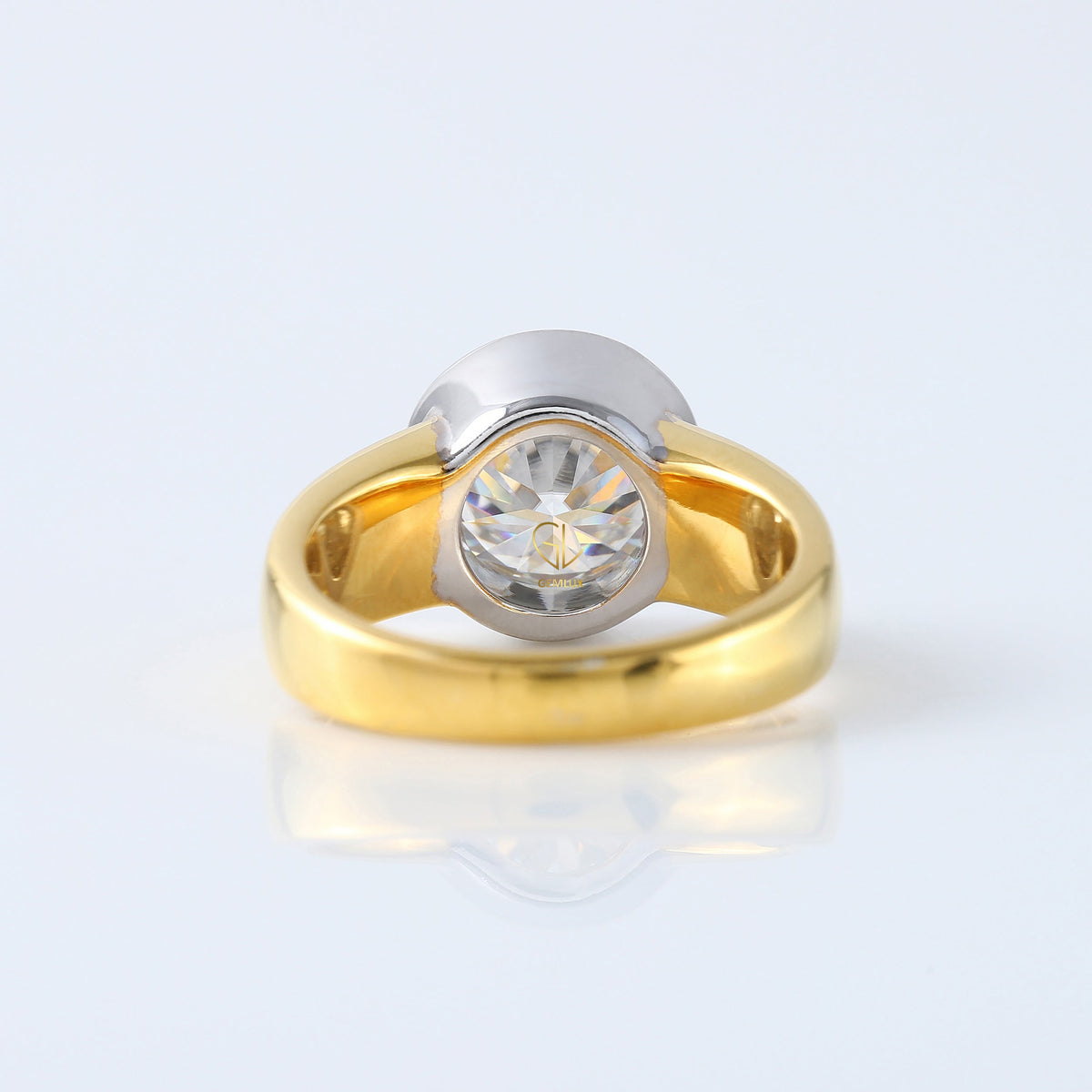 3.35 carat Round Cut Moissanite Bezel Set Solitaire Ring