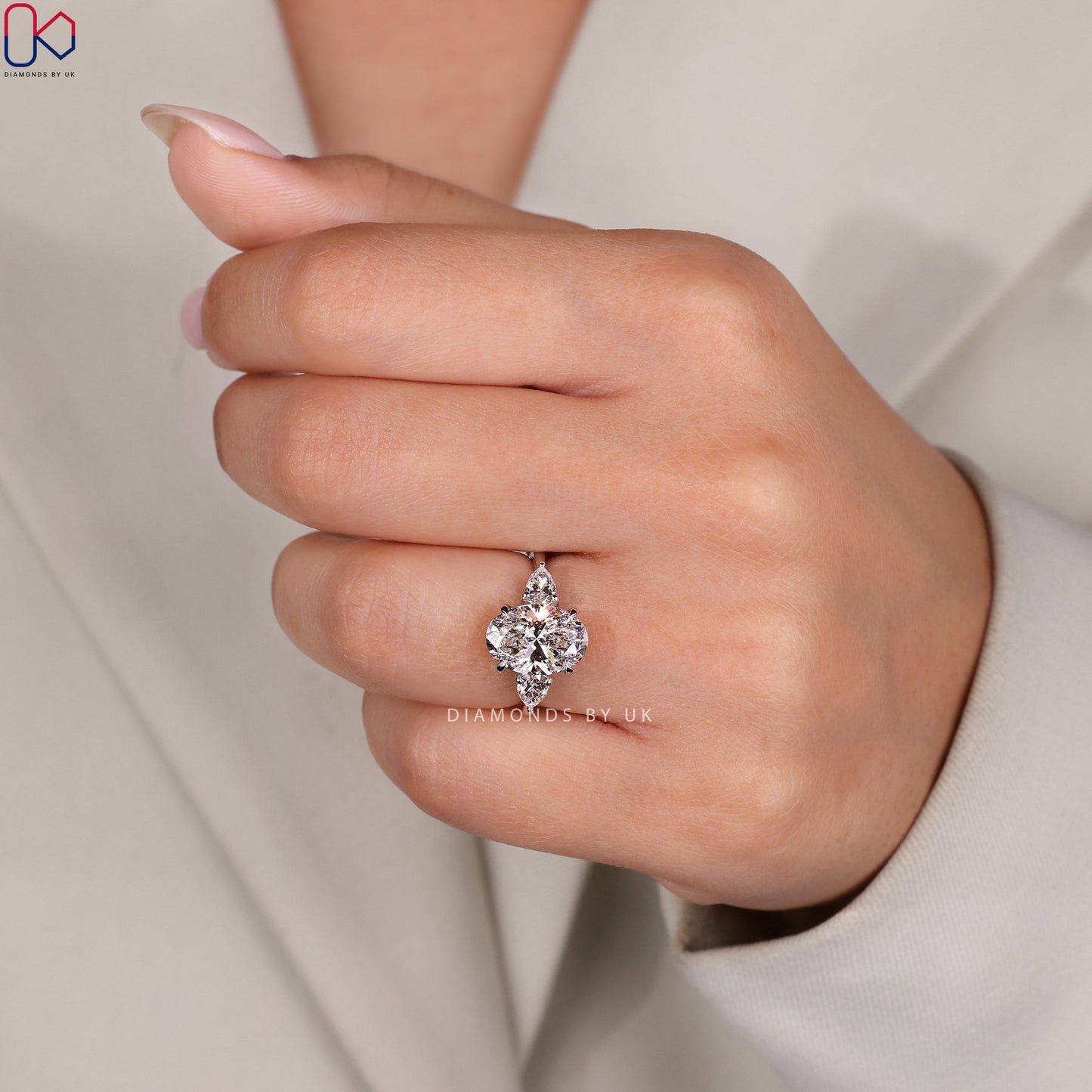 Oval Cut Three Stone Diamond Ring