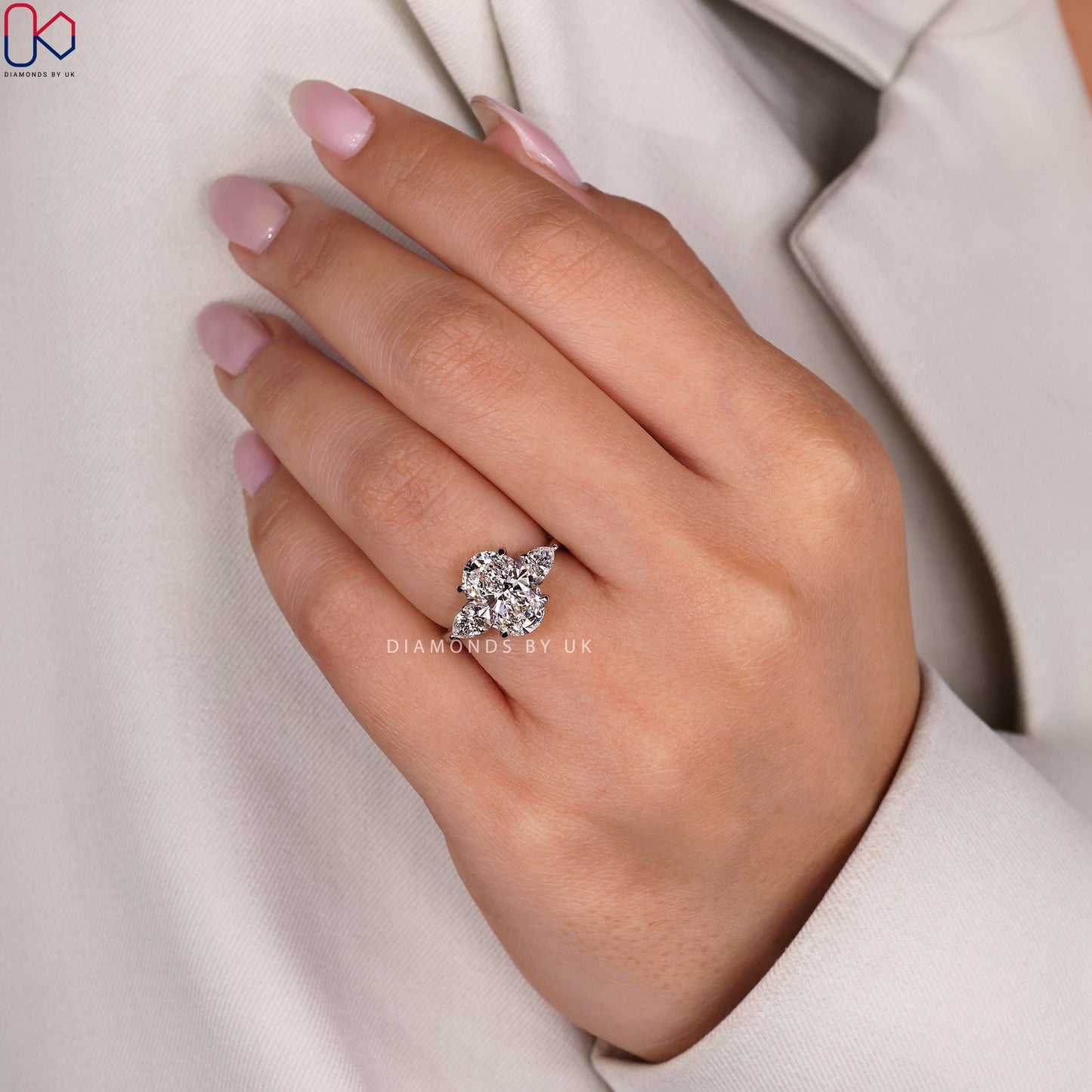 Oval Cut Three Stone Diamond Ring
