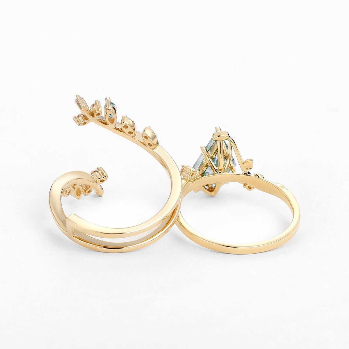 Elara’s Bower | Kite Cut Moss Agate Cage Leafy Bridal Set 2pcs