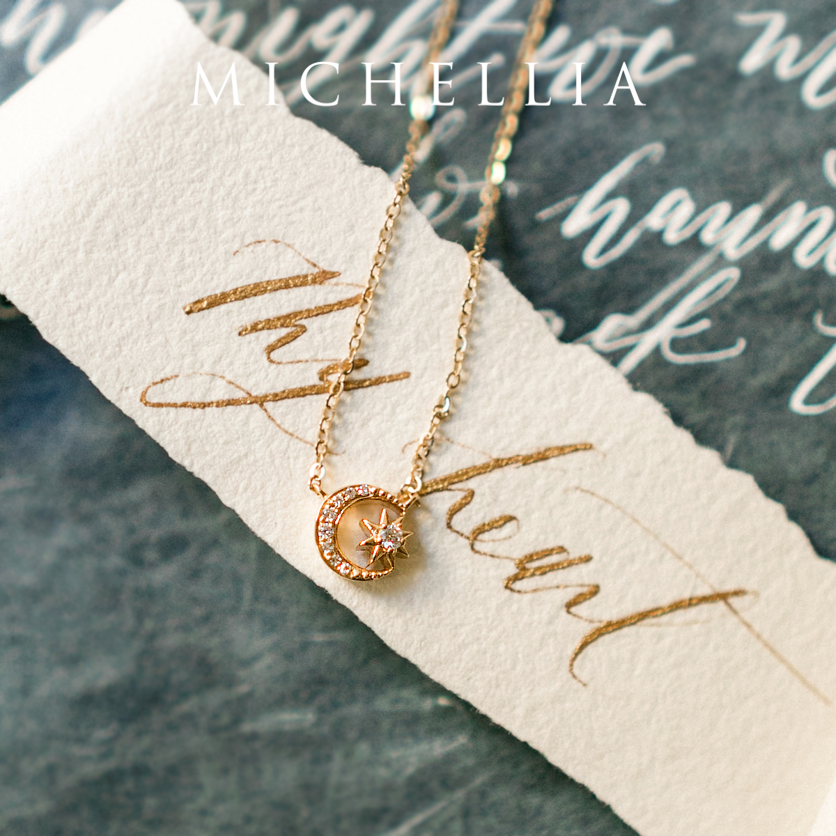[Divina] Diamond Moon and Star Necklace