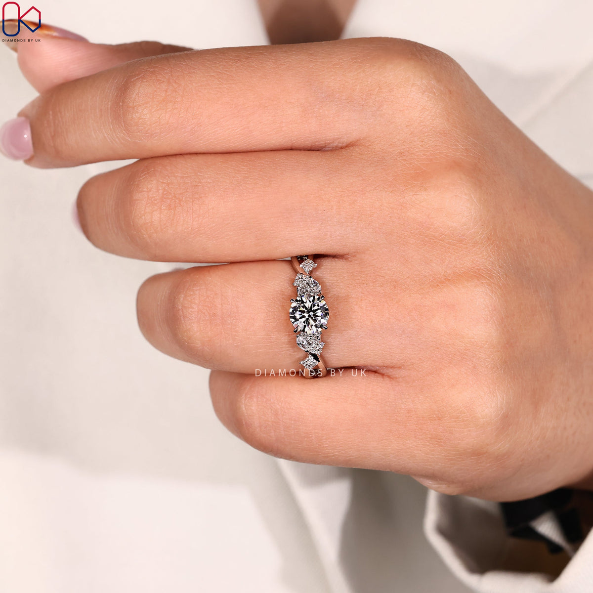 Nature Inspired Round Cut Engagement Ring