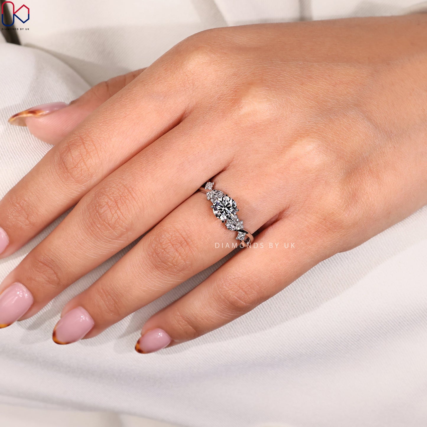 Nature Inspired Round Cut Engagement Ring