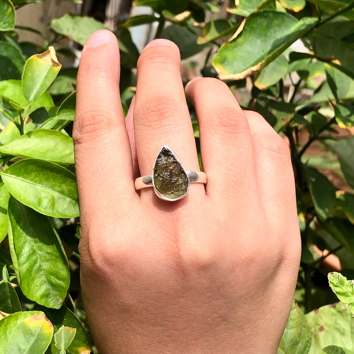 Natural Raw Moldavite Ring, 925 Solid Sterling Silver Czech Republic Raw Gemstone Handmade Jewelry Ring Gift For Her