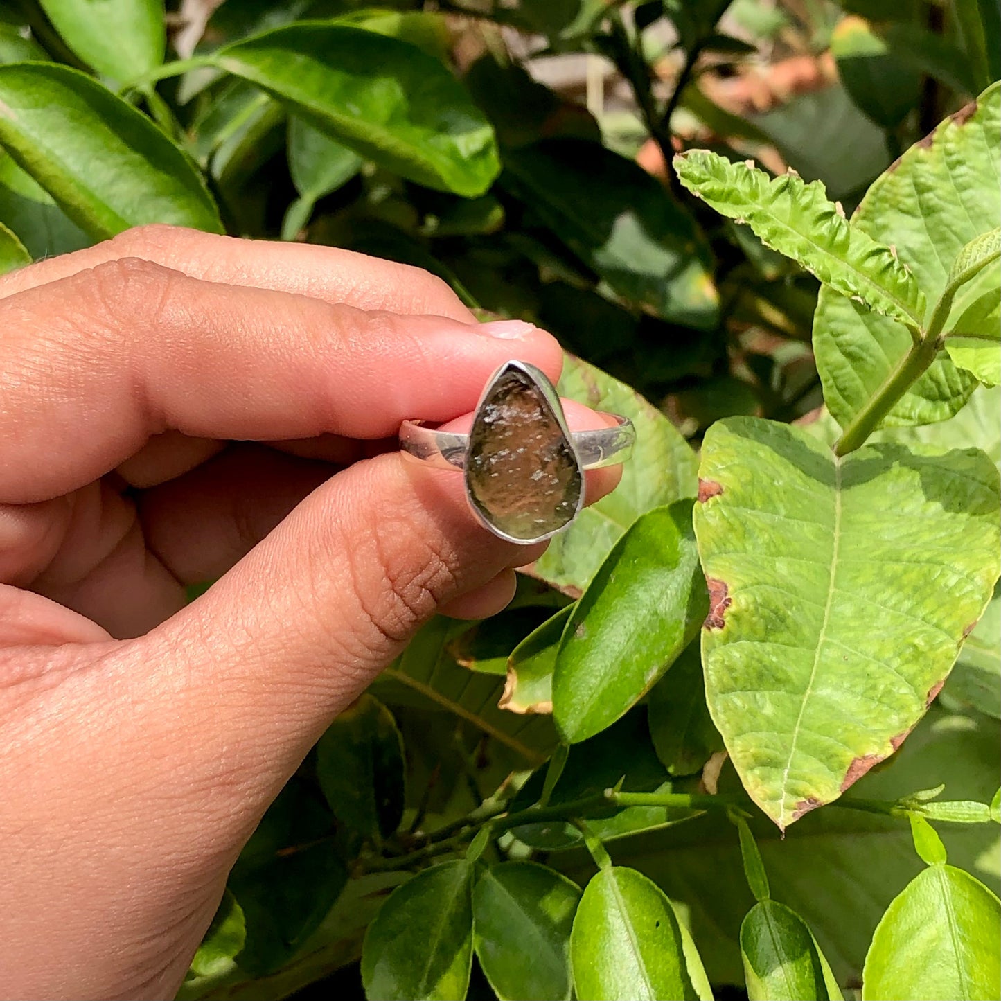 Natural Raw Moldavite Ring, 925 Solid Sterling Silver Czech Republic Raw Gemstone Handmade Jewelry Ring Gift For Her