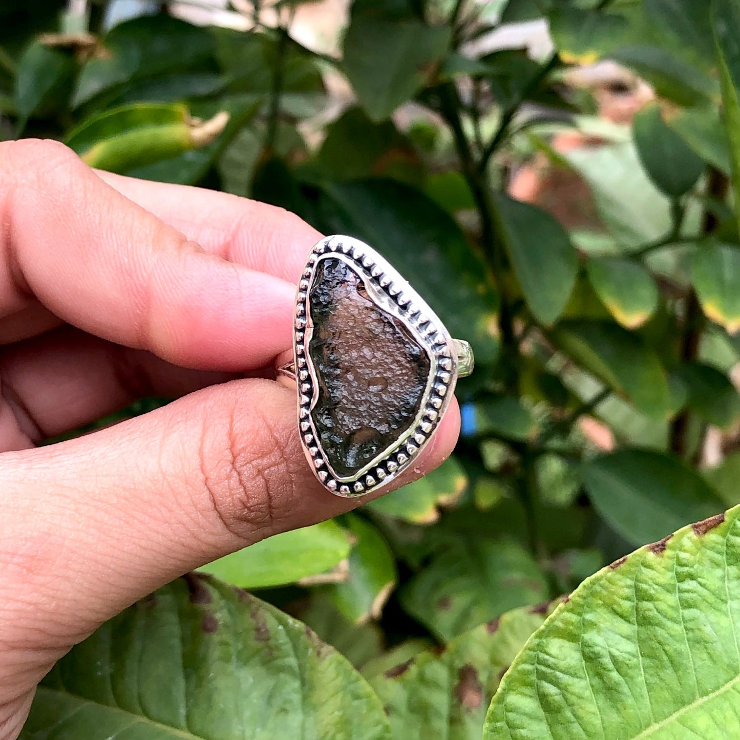 Moldavite Ring,925 Solid Sterling Silver Ring, Raw Stone Moldavite, Genuine Czech Republic Moldavite Gemstone Ring, Gift For Mom