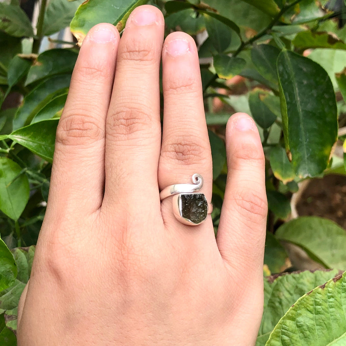 Natural Raw Moldavite Ring, 925 Solid Sterling Silver Czech Republic Raw Gemstone Handmade Jewelry Ring Gift For Her