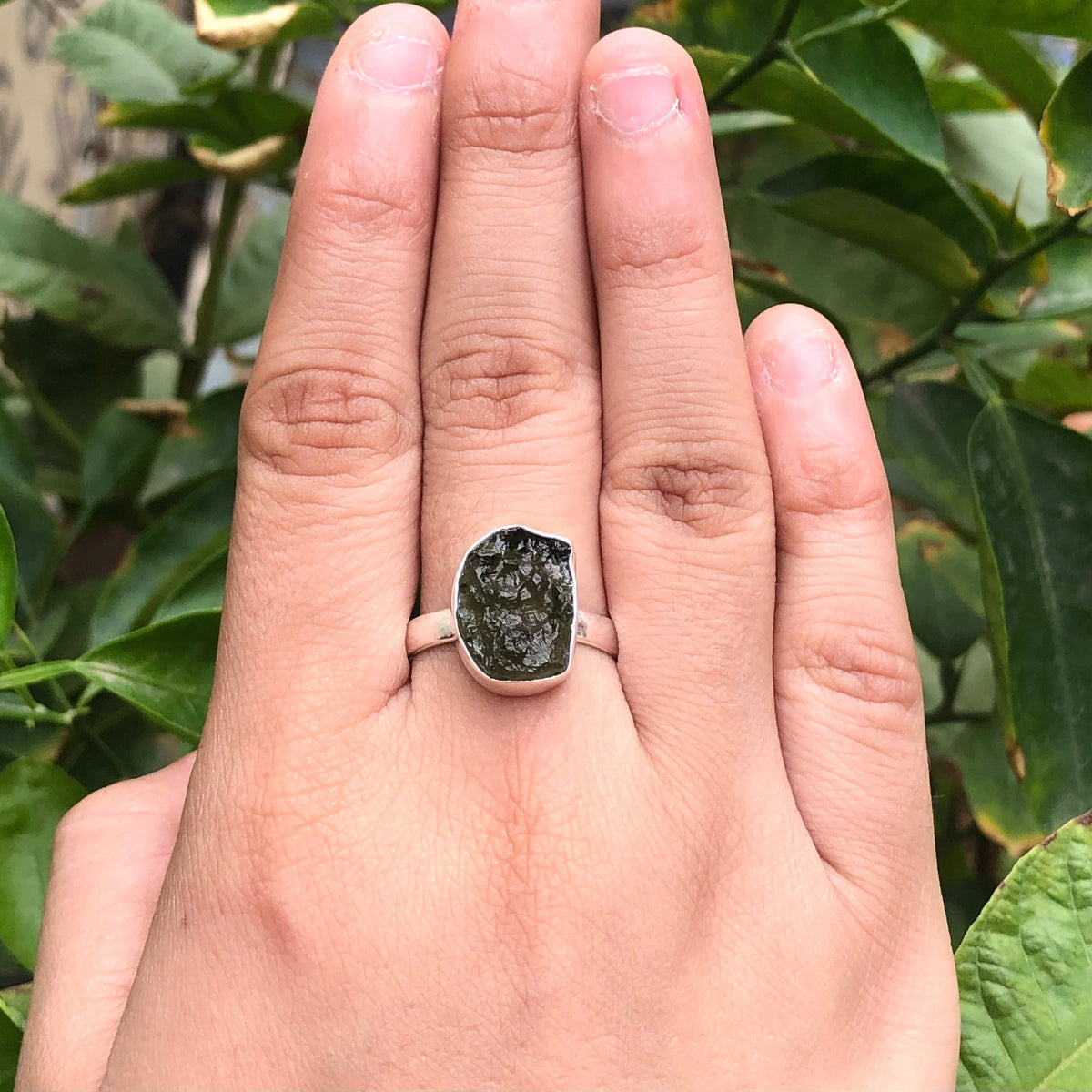 Moldavite Ring,925 Solid Sterling Silver Ring, Raw Stone Moldavite, Genuine Czech Republic Moldavite Gemstone Ring, Gift For Mom