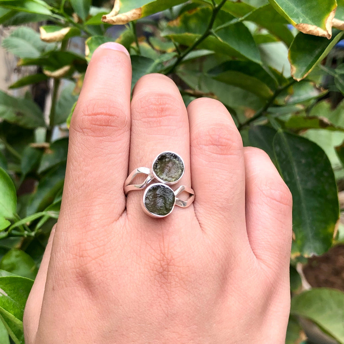 Natural Raw Moldavite Ring, 925 Solid Sterling Silver Czech Republic Raw Gemstone Handmade Jewelry Ring Gift For Her