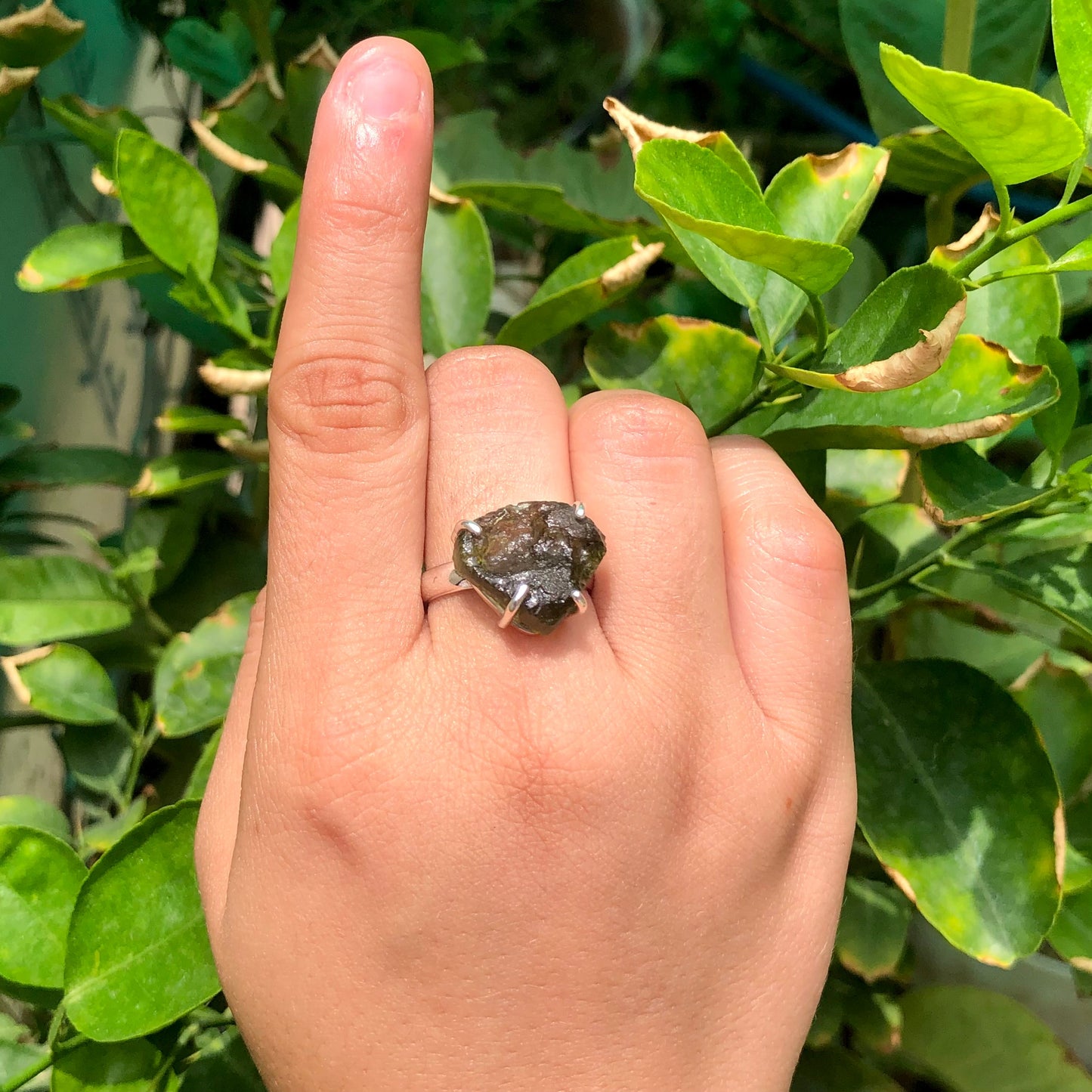 Moldavite Ring Natural Gemstone Ring, 925 Solid Silver Starling Handmade Jewelry, Gift for Her, Everyday Jewelry, Gift For Mom