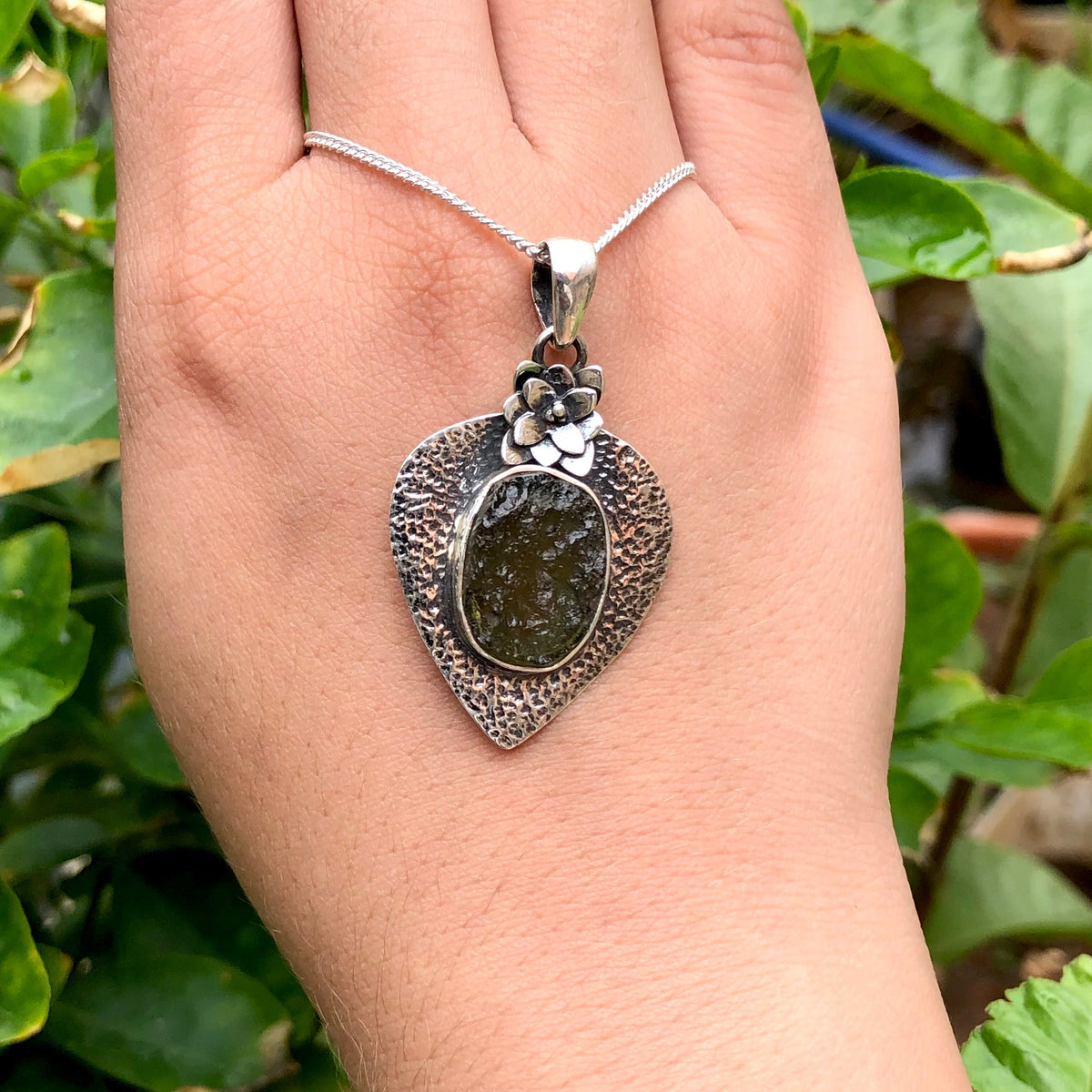 Certified Rough Moldavite Pendant, 925 Solid Sterling Silver Handmade Designer Pendant, 100% Natural Moldavite Gemstone Pendant Gift For Her