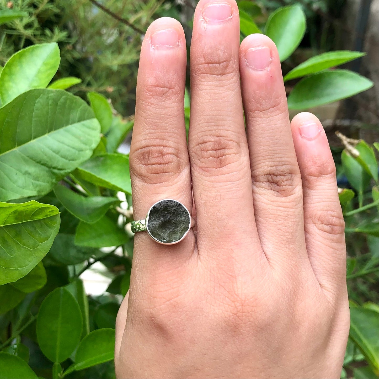 Natural Raw Moldavite Ring, 925 Solid Sterling Silver Czech Republic Raw Gemstone Handmade Jewelry Ring Gift For Her