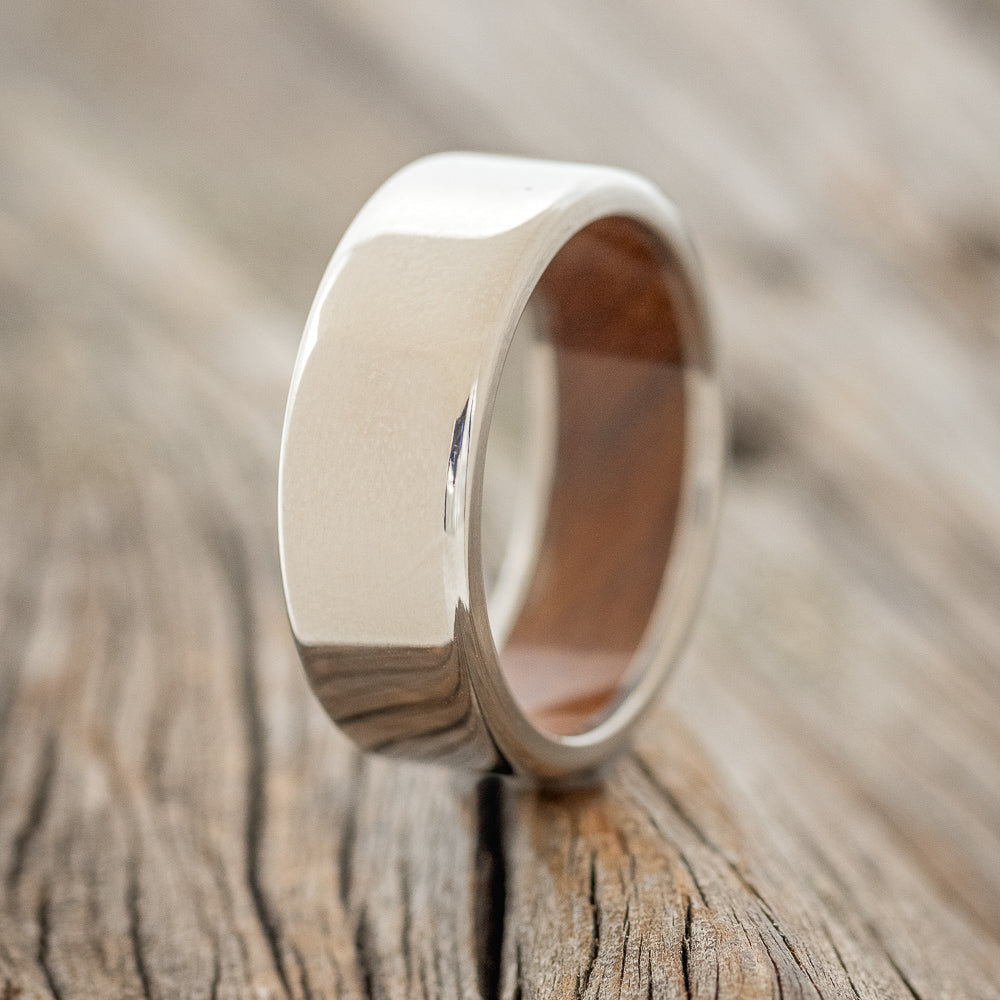 "Hyperion" - Ironwood Lined Wedding Band - Titanium - Size 6 3/4