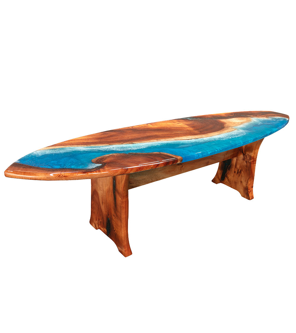 Koa/Resin Surfboard Coffee Table by S. Isaac Anderson