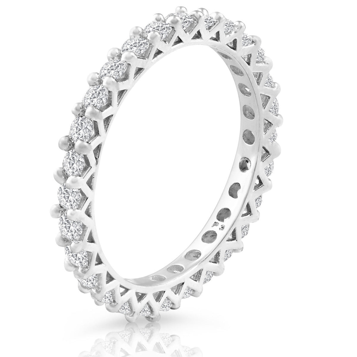 1 Ct TDW Diamond Eternity Wedding Ring 10k White Gold