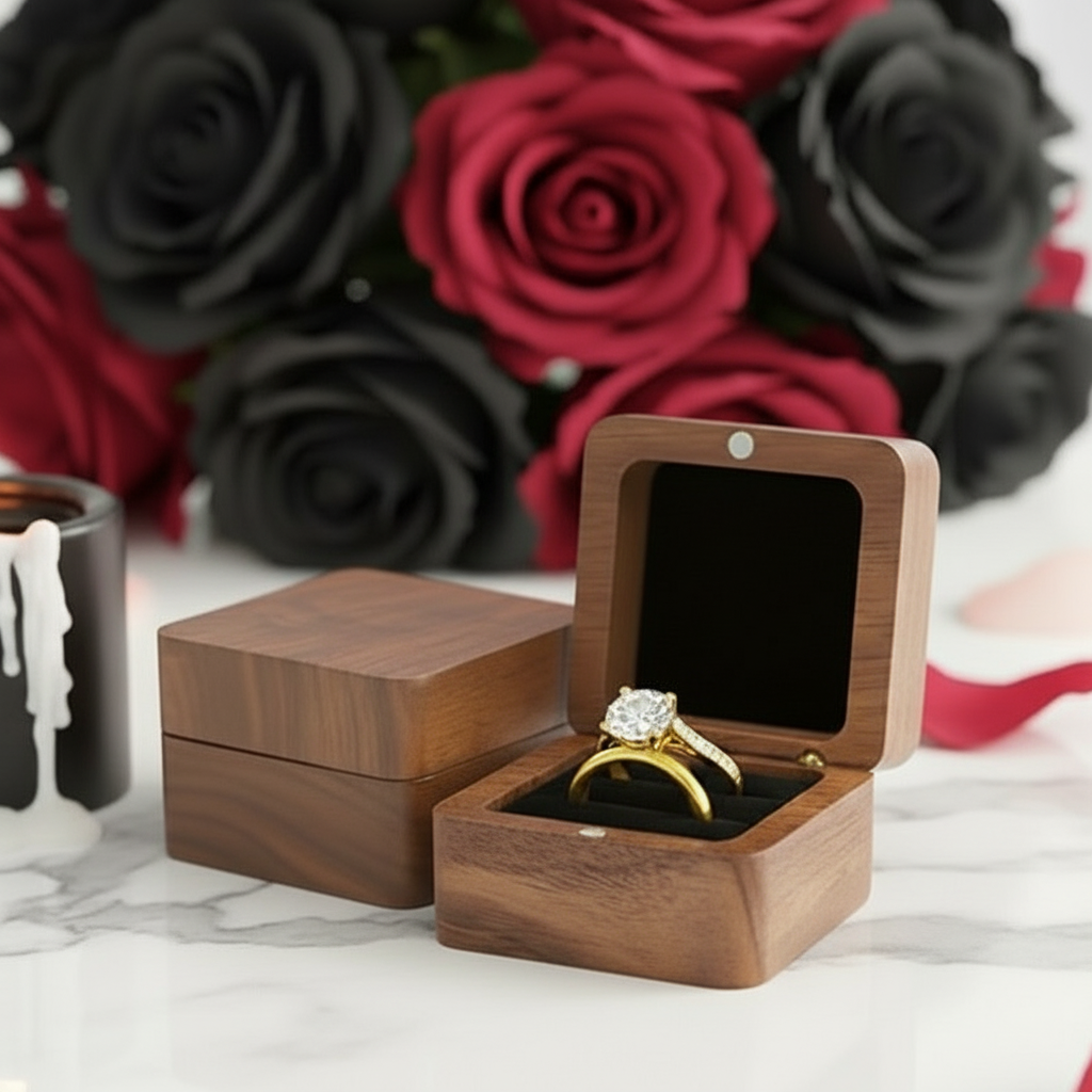 Personalized Wooden Wedding Ring Box Double Slots