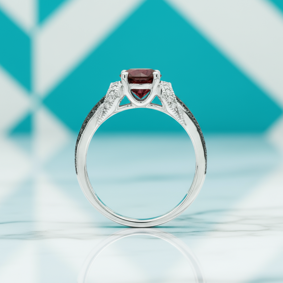 1.0 Ct Round Cut Ruby Birthstone Engagement Ring