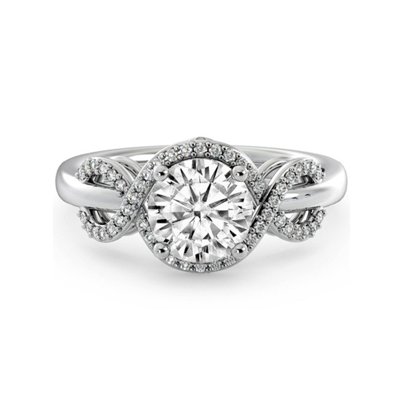 Infinity Halo Moissanite Ribbon Engagement Ring