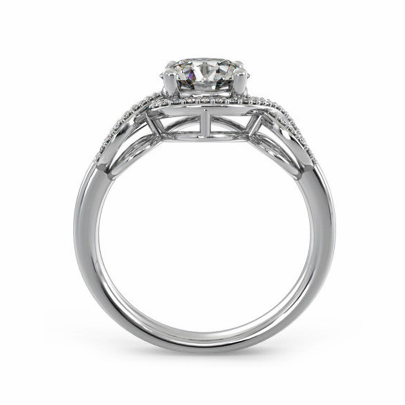 Infinity Halo Moissanite Ribbon Engagement Ring