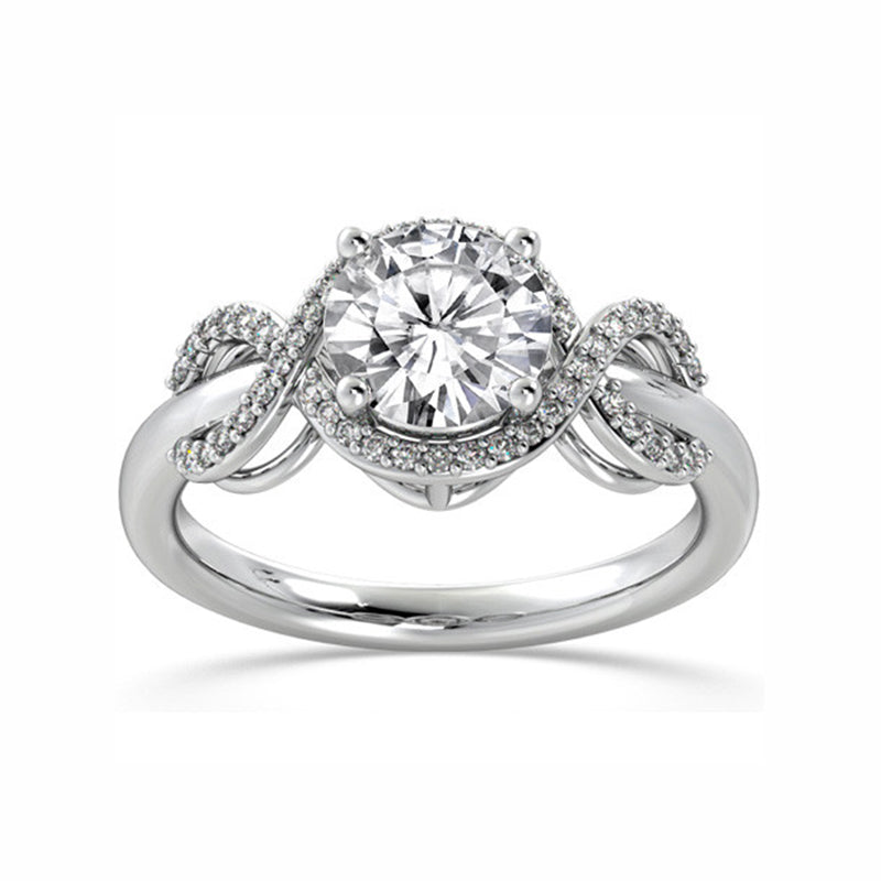 Infinity Halo Moissanite Ribbon Engagement Ring