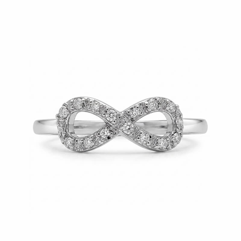 Infinity Knot Pave Moissanite Wedding Band Promise Ring