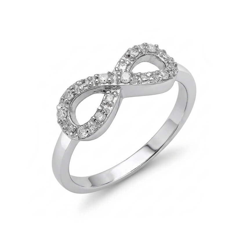 Infinity Knot Pave Moissanite Wedding Band Promise Ring