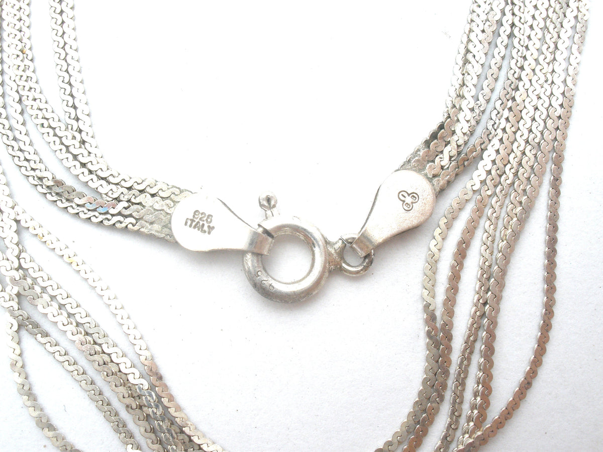 Italian Multi Chain Necklace Sterling Silver 31" Long