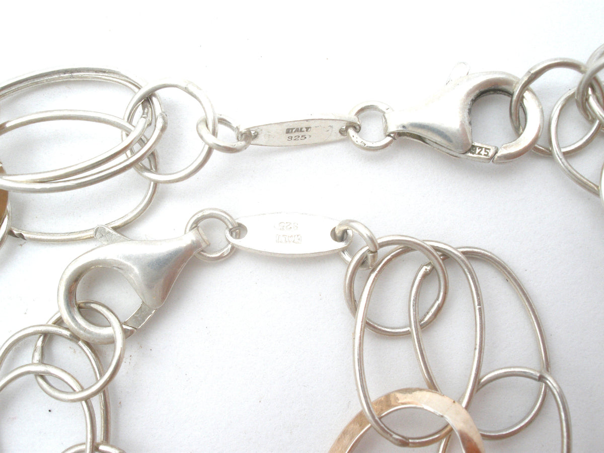 Italian Two Tone Sterling Silver Jewelry Set