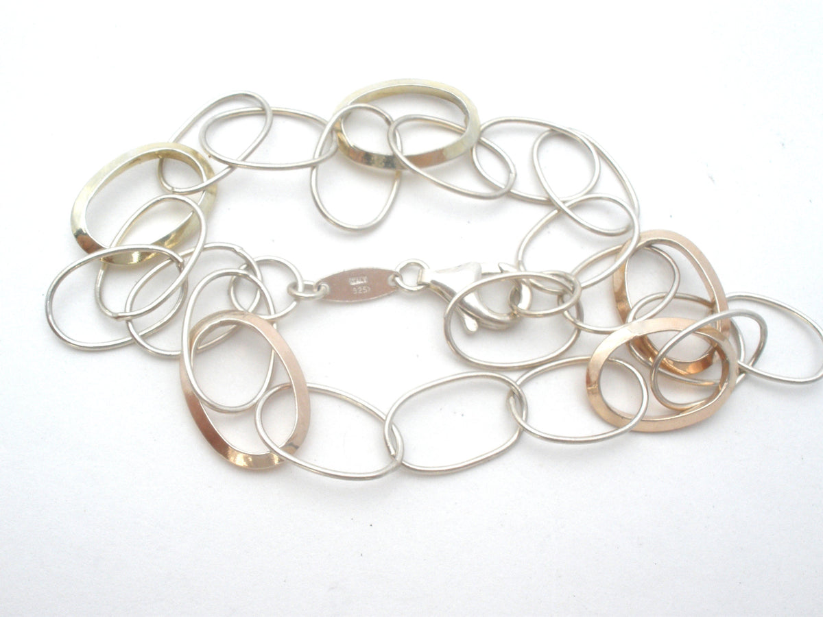 Italian Two Tone Sterling Silver Jewelry Set