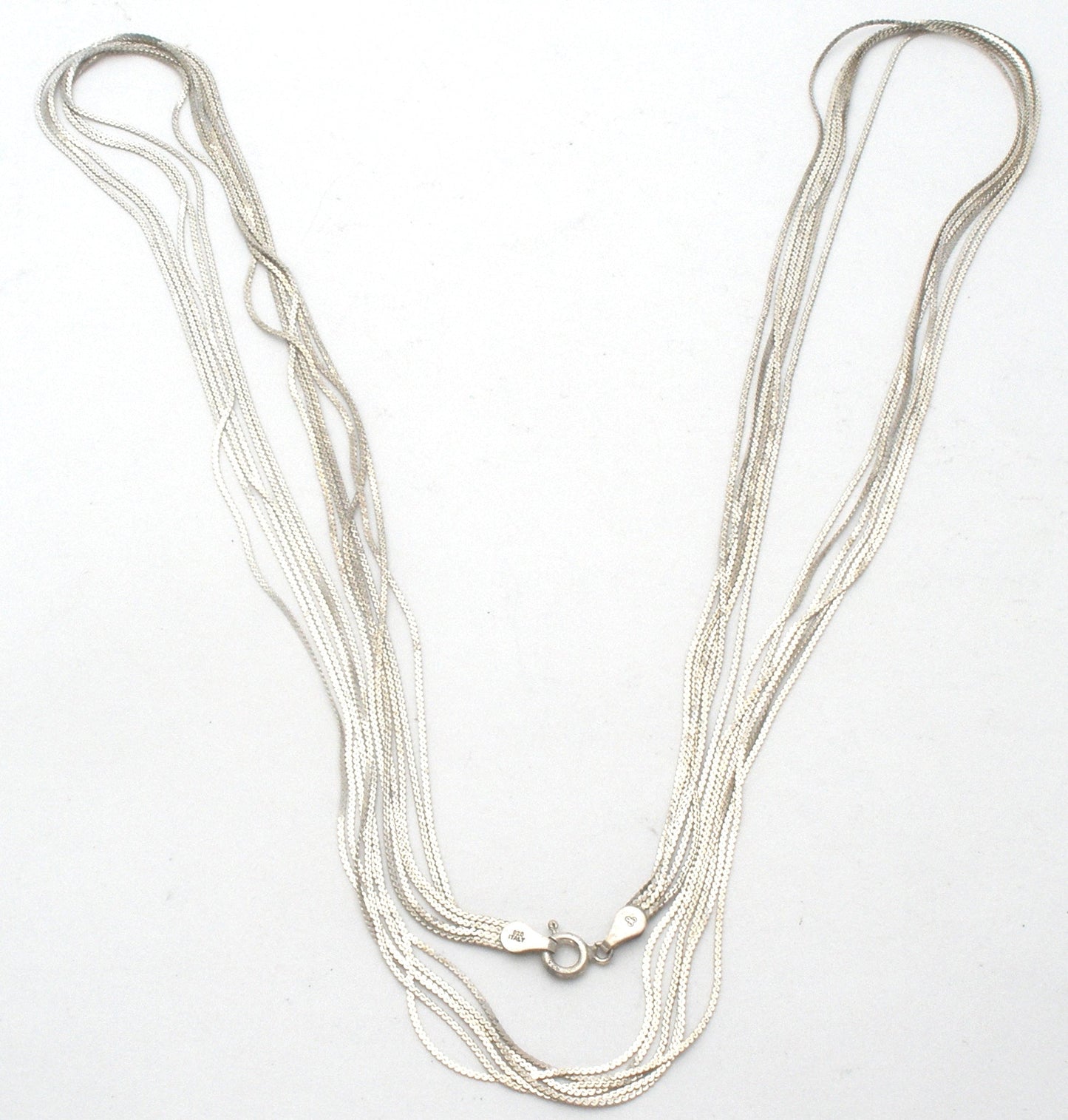 Italian Multi Chain Necklace Sterling Silver 31" Long