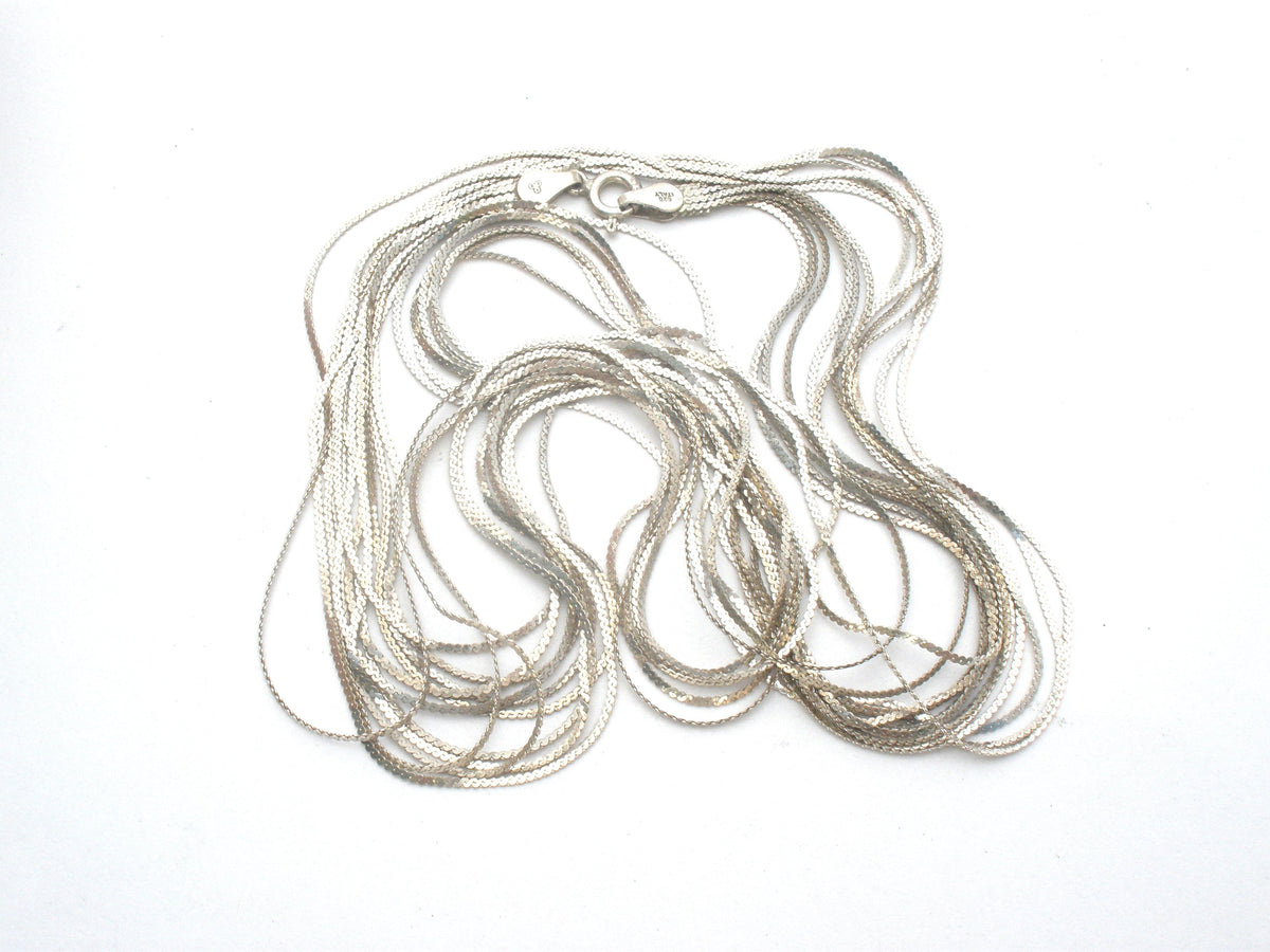 Italian Multi Chain Necklace Sterling Silver 31" Long