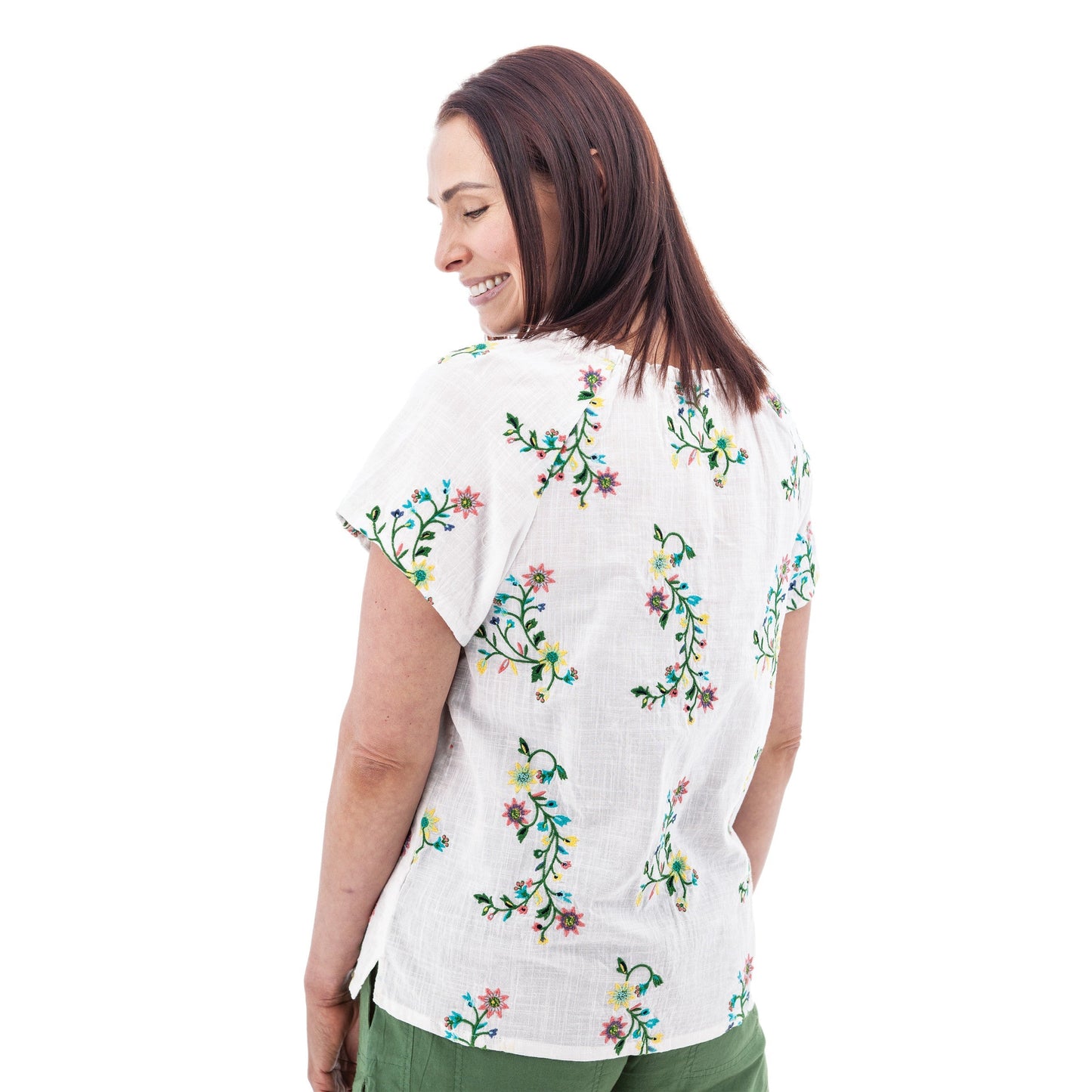 Lorena Floral Split Neck Blouse - J27115AP