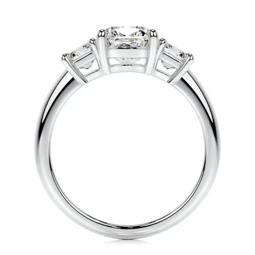 Gauzy Solarii Moissanite 2.0ct Cushion Cut 925 Sterling Silver Three Stone Engagement Ring