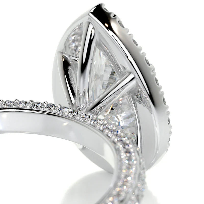 Orchestral Solarii Moissanite 2.0ct Pear Cut 925 Sterling Silver Pave Engagement Ring
