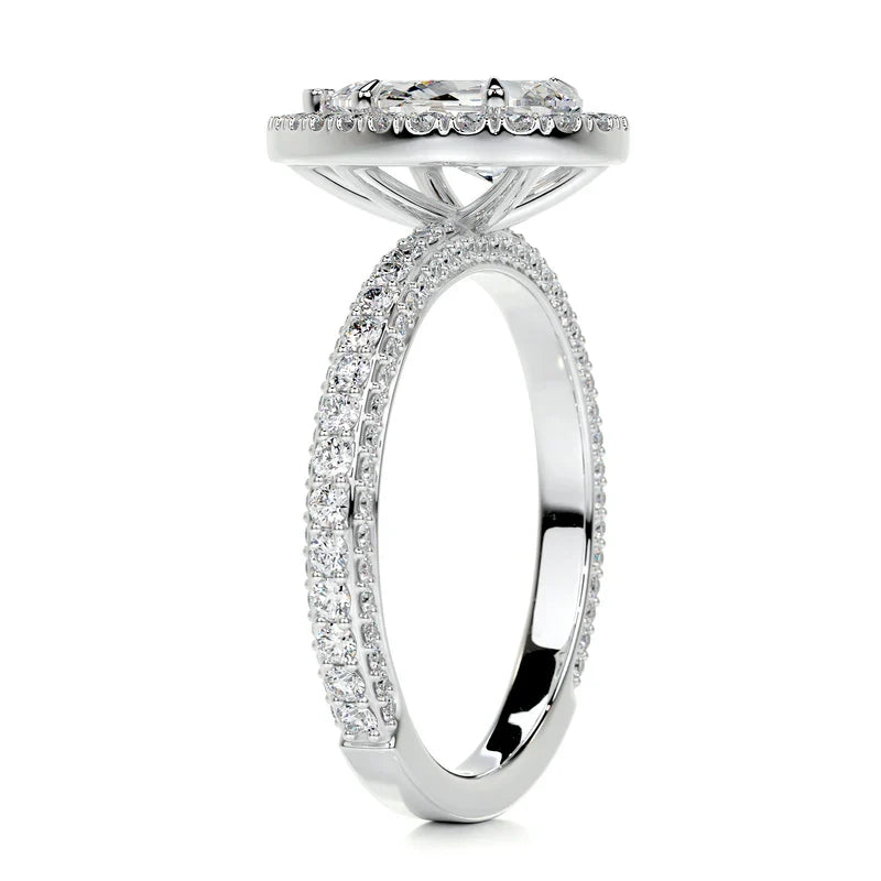 Orchestral Solarii Moissanite 2.0ct Pear Cut 925 Sterling Silver Pave Engagement Ring