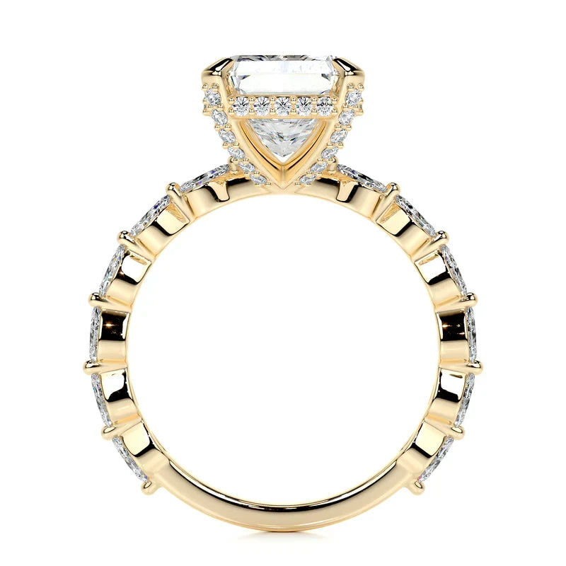Regal Solarii Moissanite 4.0ct Radiant Cut 925 Sterling Silver Pave Engagement Ring