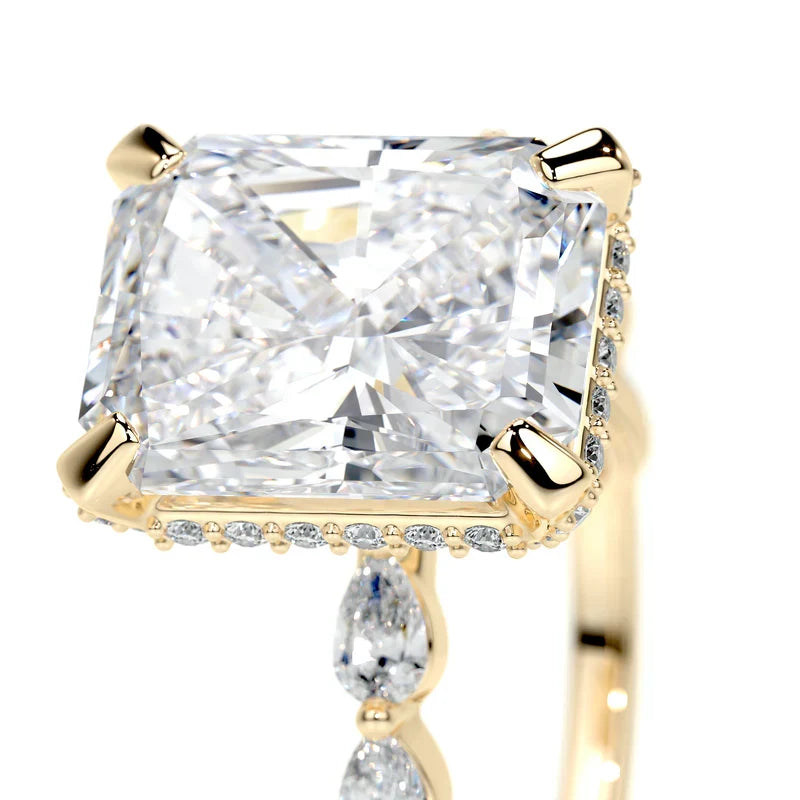Regal Solarii Moissanite 4.0ct Radiant Cut 925 Sterling Silver Pave Engagement Ring