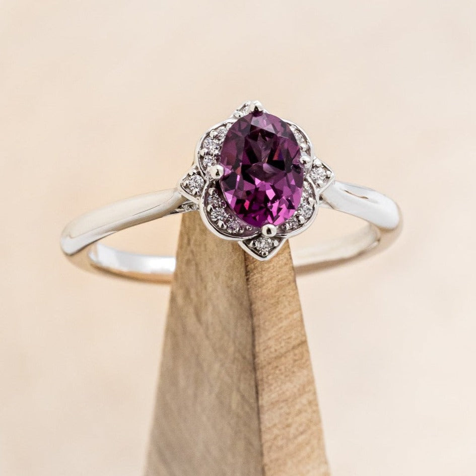 "Jane" - Rhodolite Garnet Engagement Ring With Diamond Accents