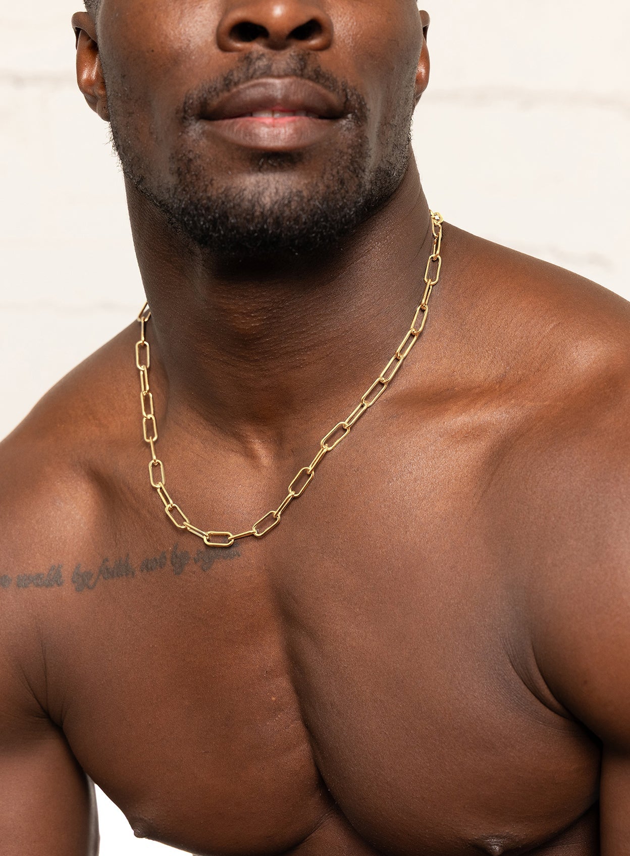 Stainless Steel Gold Plated 8mm Clip Chain Necklace
