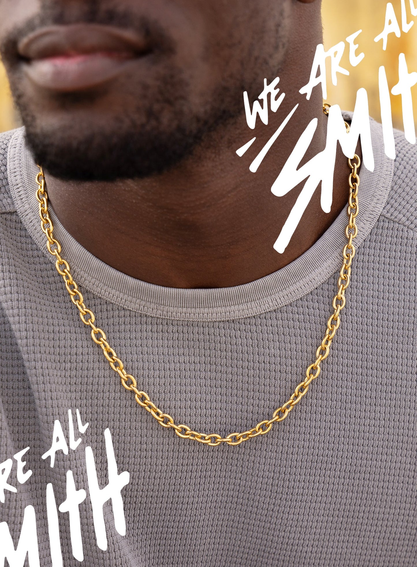 Stainless Steel Gold Plated 7mm Thick Oval Cable Chain Necklace