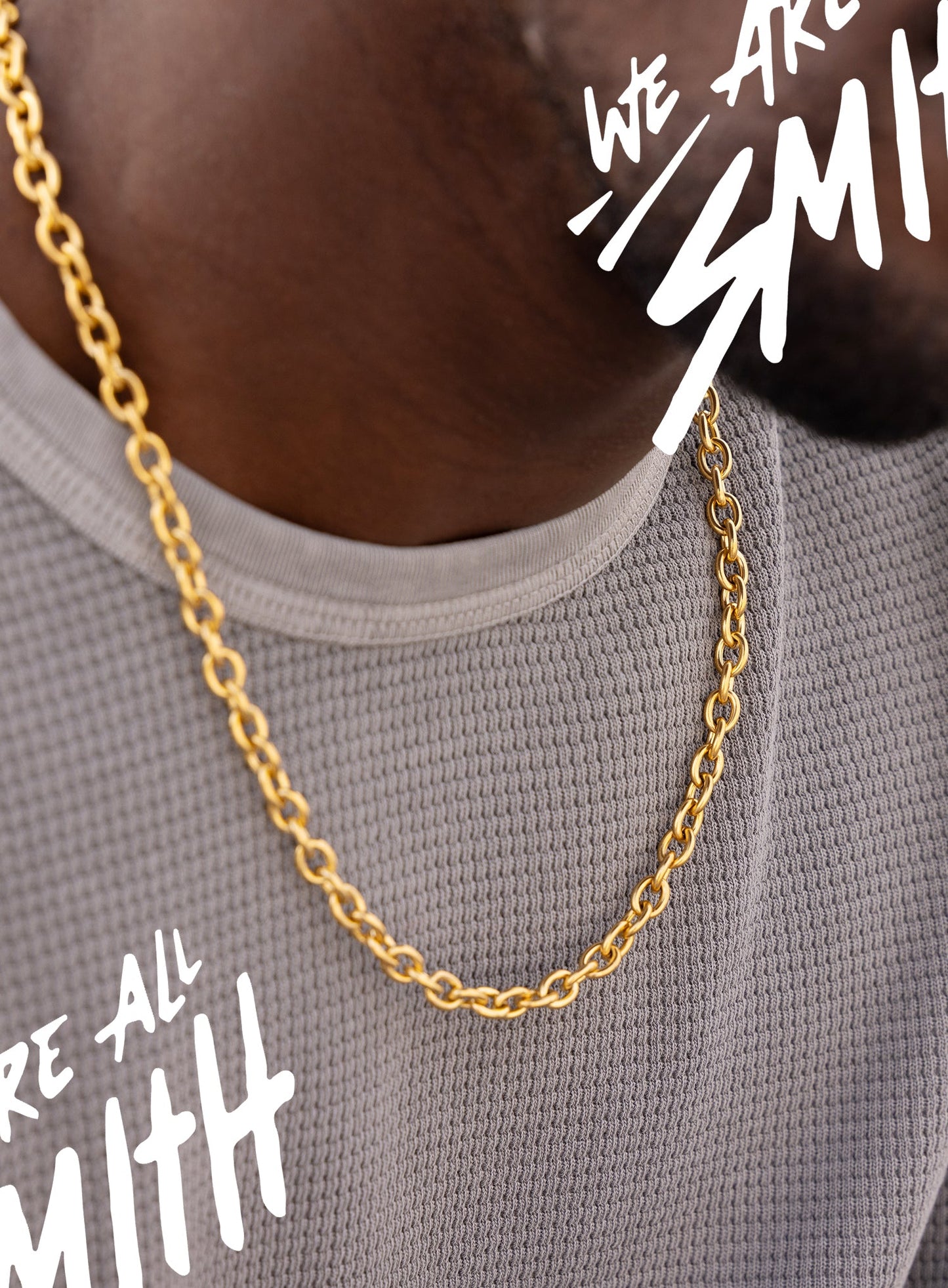 Stainless Steel Gold Plated 7mm Thick Oval Cable Chain Necklace