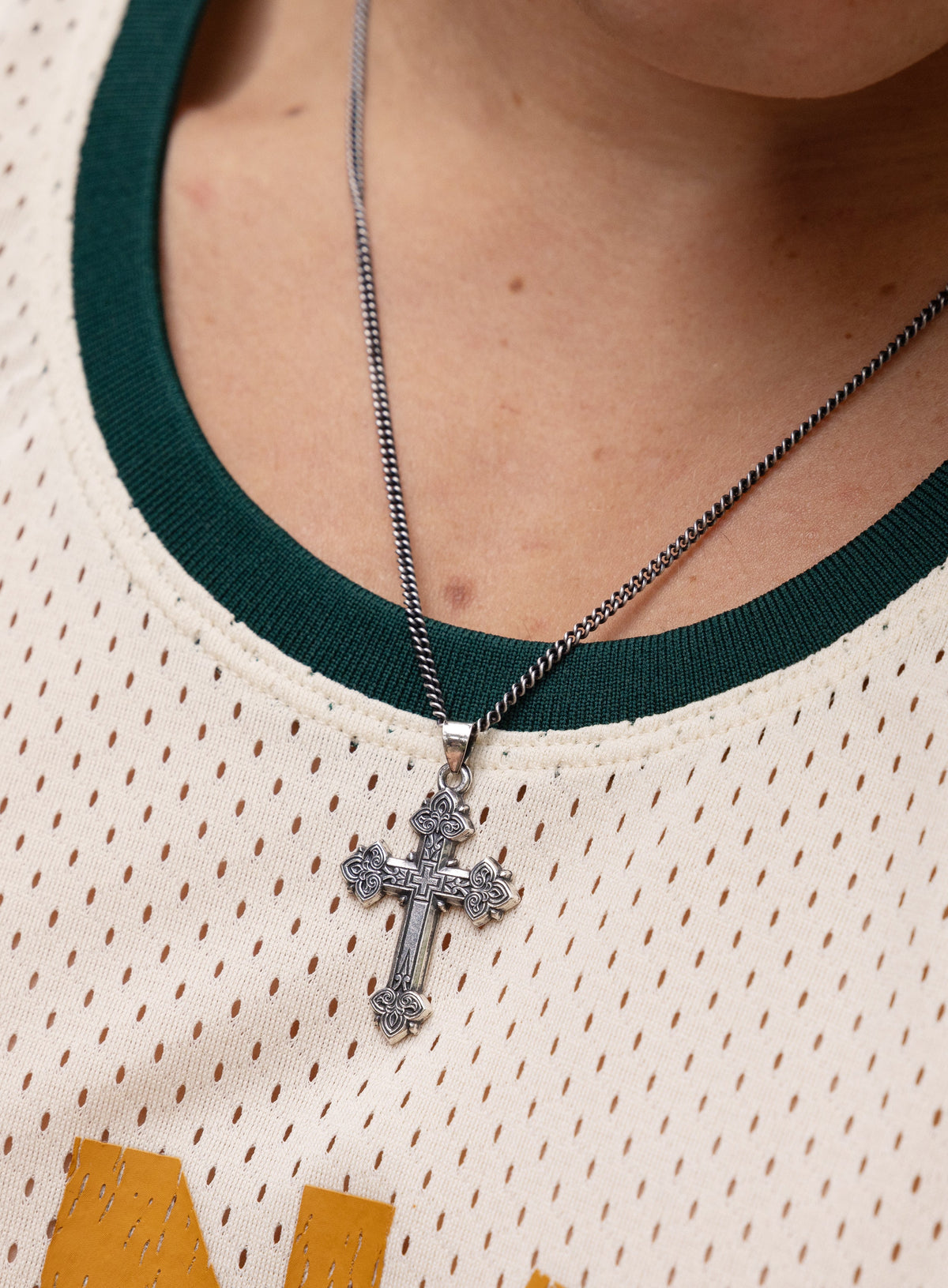 925 Oxidized Sterling Silver Cross Necklace for Men