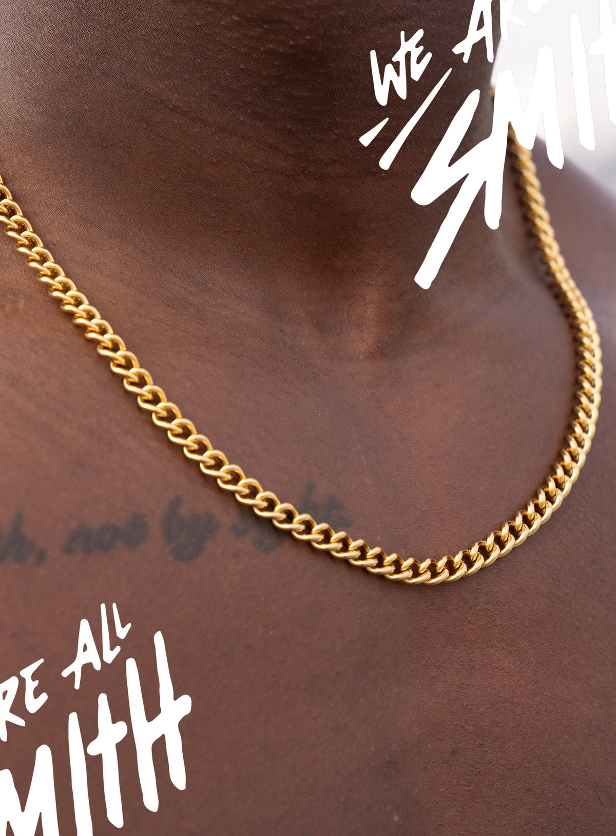 Stainless Steel Gold Plated  7mm Curb Chain Necklace
